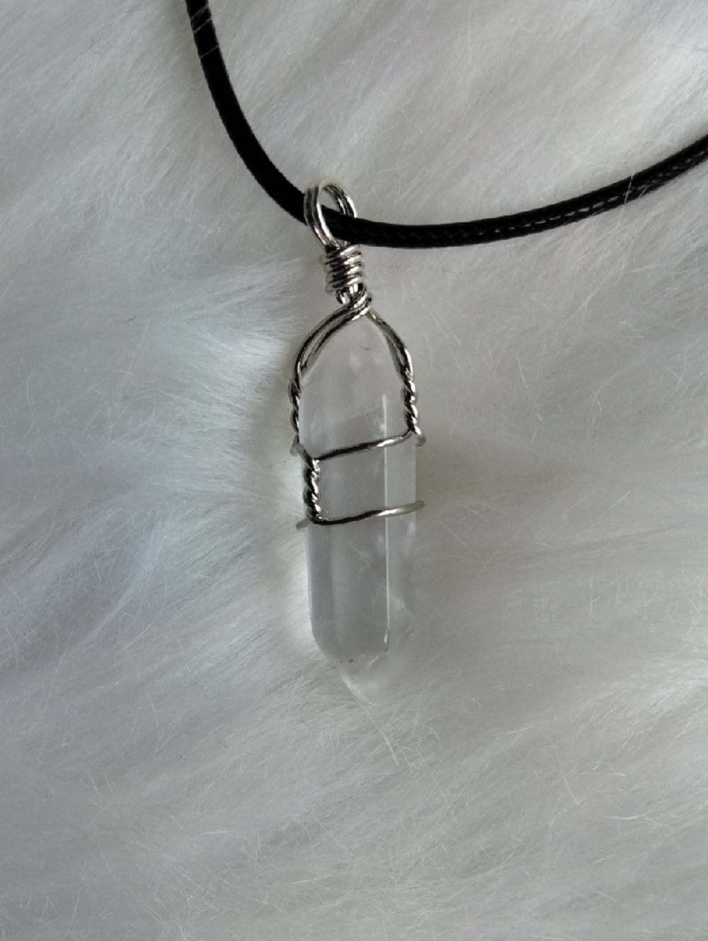Clear Quartz Crystal Point Pendant Necklace